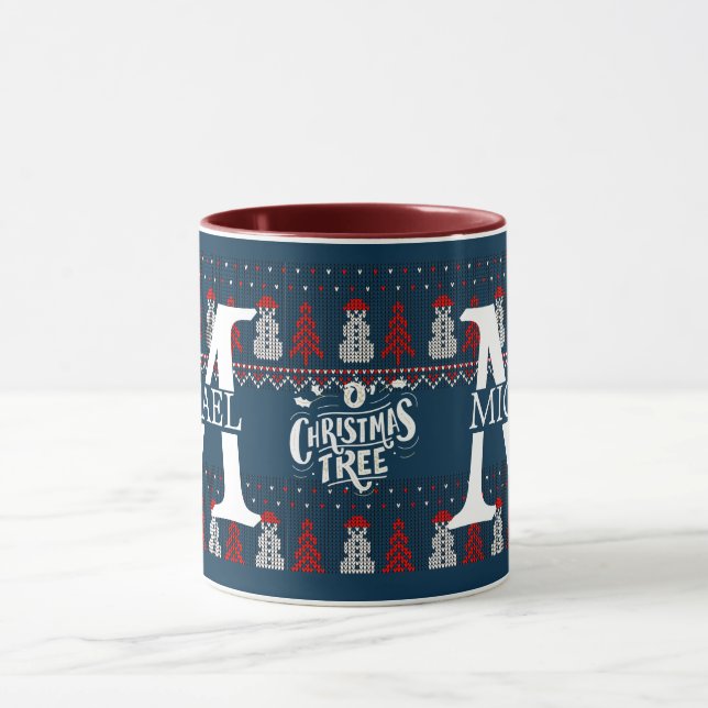 Elegant Modern Snowman Monogram Christmas holiday  Mug (Center)