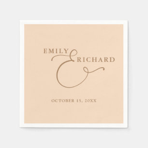 Elegant Modern Soft Peach Wedding Napkin