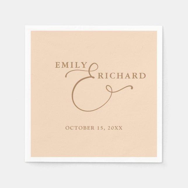 Elegant Modern Soft Peach Wedding Napkin (Front)
