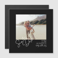 Elegant Modern Solid Black Save the Date Photo