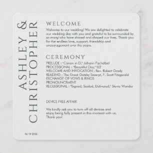 Elegant Modern Space Grey Wedding Program