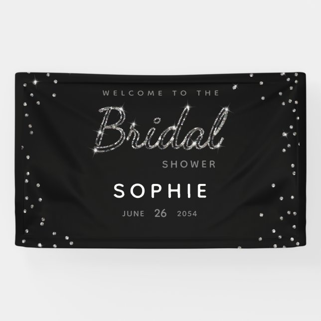 Elegant Modern Sparkle Glitter Bridal Shower Sign (Horizontal)