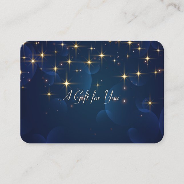 Elegant Modern Stars Navy Blue Discount Card (Front)