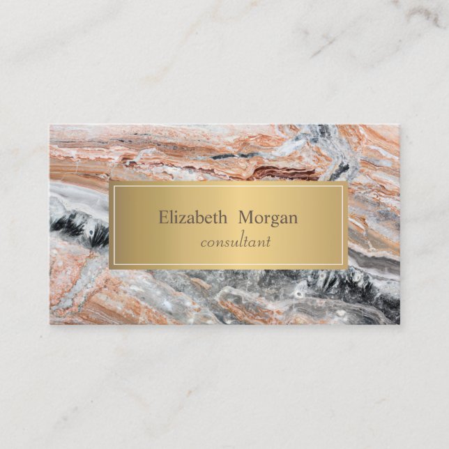 Elegant Modern Stone Marble Gold  Business Card (Front)