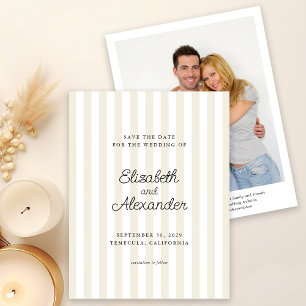 Elegant Modern Stripe Photo Wedding Save The Date