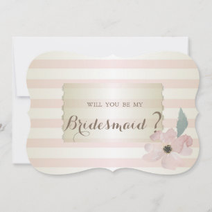 Elegant Modern Striped Flower   Bridesmaid Card