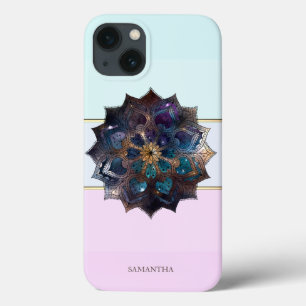 Elegant Modern Striped,Ombre Mandala iPhone 13 Case
