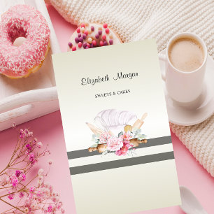 Elegant Modern,Striped,Pastry Floral Rolling Pin Business Card