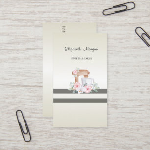 Elegant Modern,Striped,Pastry Mixer Flowers Business Card