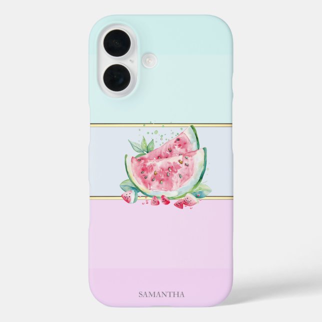 Elegant Modern Striped Watermelon Case-Mate iPhone Case (Back)