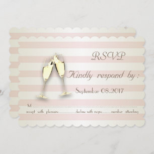 Elegant Modern Stripes ,Glass Wedding RSVP Card
