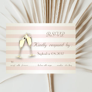 Elegant Modern Stripes ,Glass Wedding RSVP Card