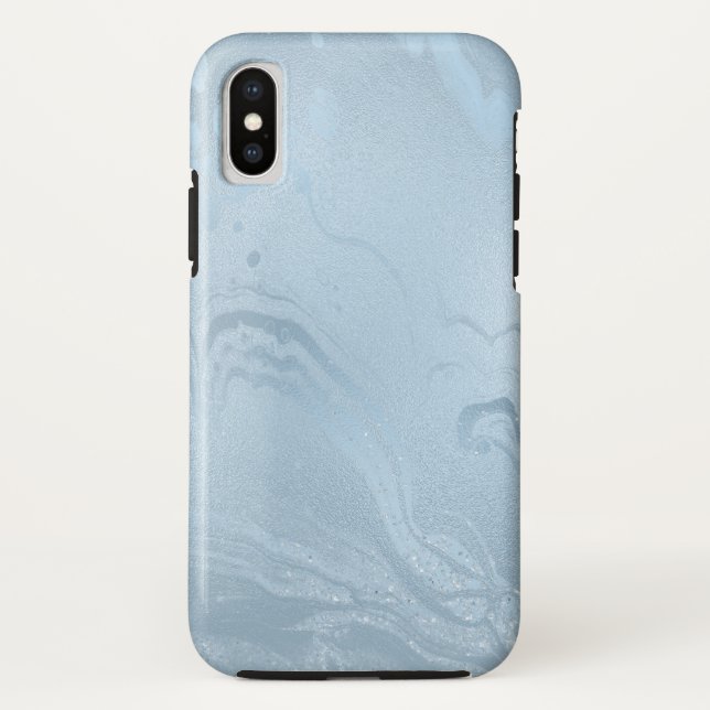 Elegant modern stylish baby blue marble glitter Case-Mate iPhone case (Back)