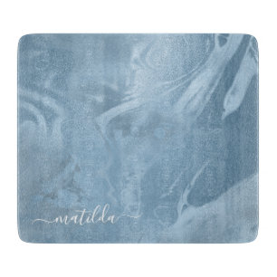 Elegant modern stylish baby blue marble look cutting board