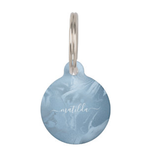 Elegant modern stylish baby blue marble look pet tag