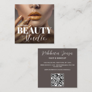 Elegant Modern Stylish Beauty Salon Photo Square Business Card