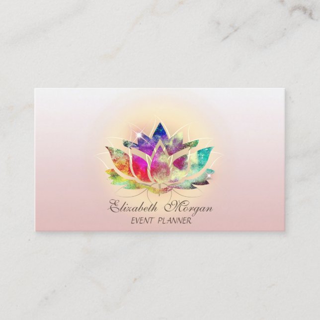 Elegant Modern Stylish Chic Colourful Lotus  Business Card (Front)