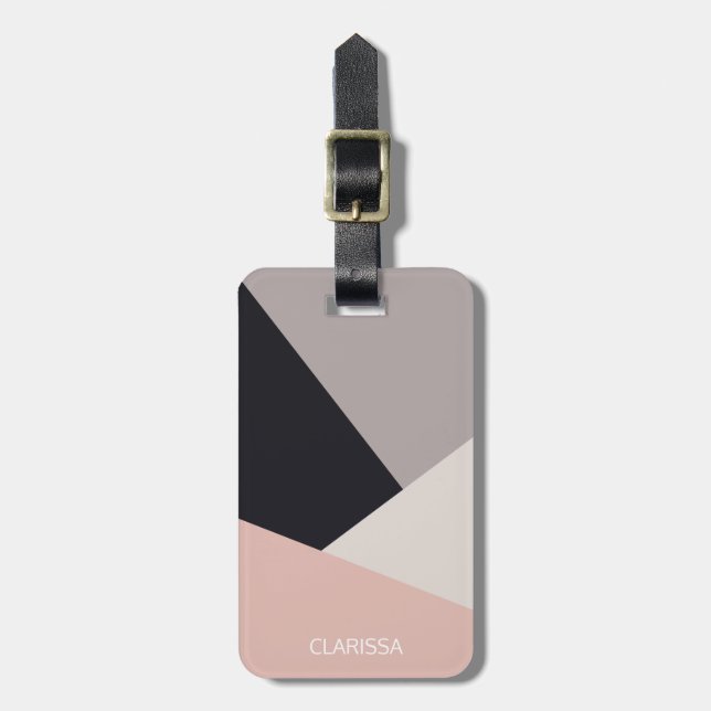 Elegant modern stylish geometric colour block luggage tag (Front Vertical)