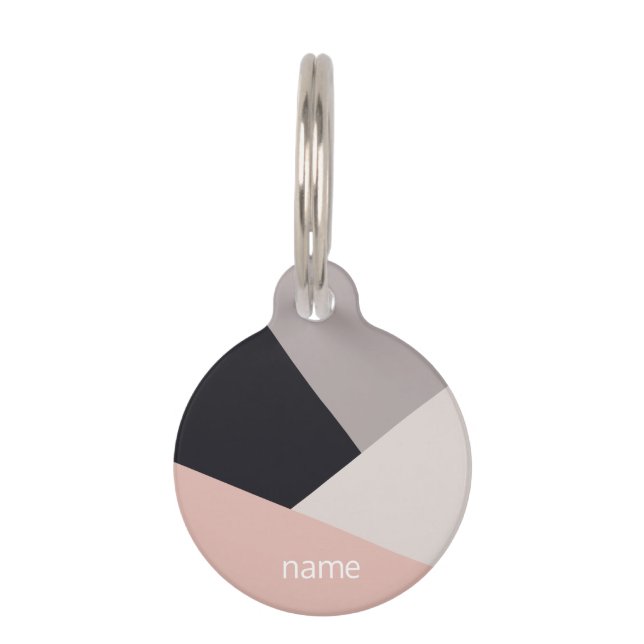 Elegant modern stylish geometric colour block pet tag (Front)
