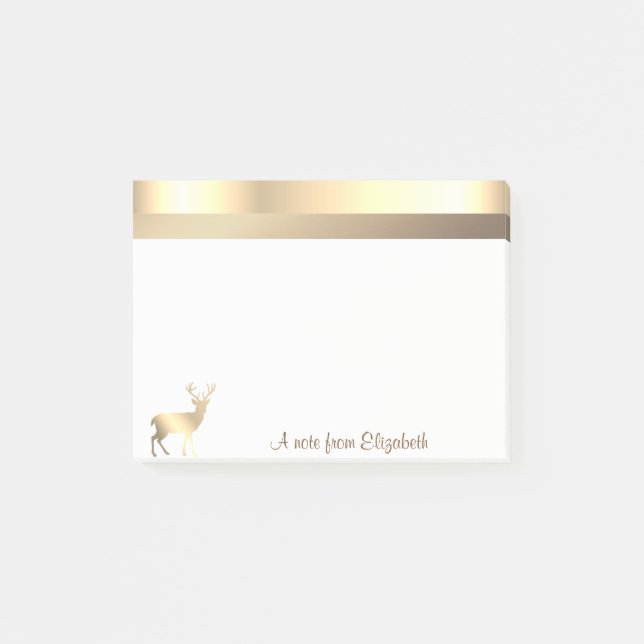 Elegant Modern Stylish Gold Deer  -Personalised Post-it Notes (Front)
