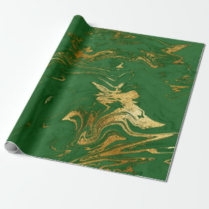 Elegant modern stylish gold & green marble look wrapping paper