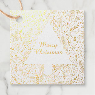 Elegant Modern Stylish Gold Merry Christmas Tree Favour Tags