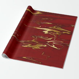 Elegant modern stylish gold & red marble look wrapping paper