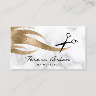 Elegant modern stylish gold scissors hairstylist business card