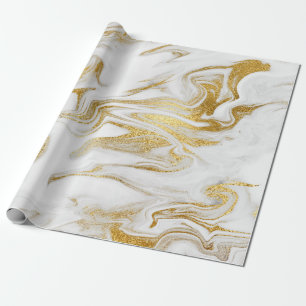 Elegant modern stylish gold & white marble look wrapping paper