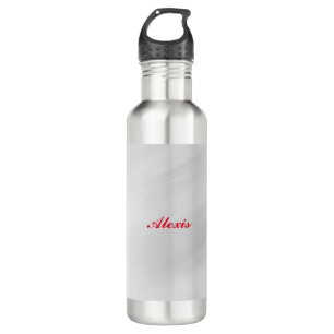 Elegant Modern Stylish Grey Red Name 710 Ml Water Bottle