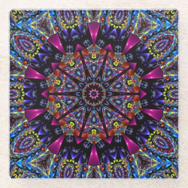 Elegant Modern Stylish Kaleidoscope Glass Coaster (Front)