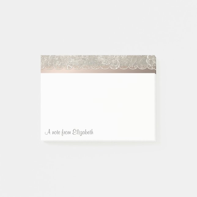 Elegant Modern Stylish,Lace-Personalised Post-it Notes (Front)
