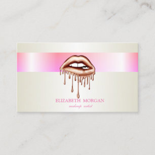 Elegant Modern Stylish, Metallic Dripping Lips Business Card