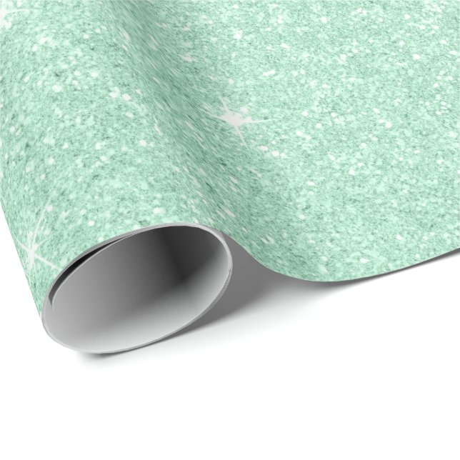 Elegant modern stylish mint green glitter wrapping paper (Roll Corner)
