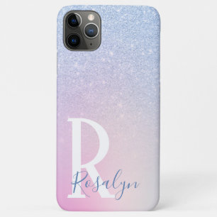 Elegant modern stylish ombre blue glitter rainbow iPhone 11 pro max case