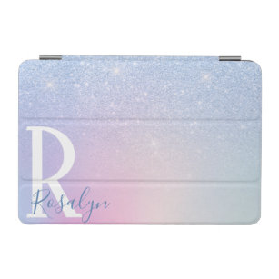 Elegant modern stylish ombre blue glitter rainbow iPad mini cover