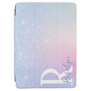 Elegant modern stylish ombre blue glitter rainbow iPad air cover