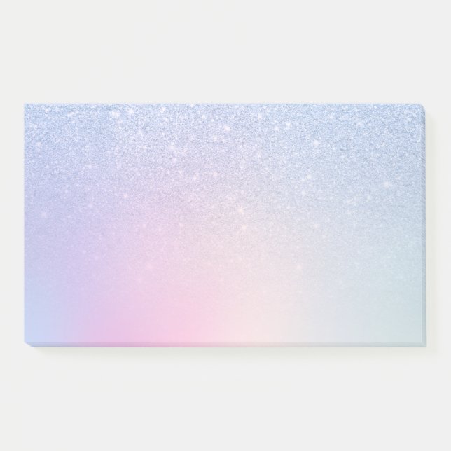Elegant modern stylish ombre blue glitter rainbow post-it notes (Front)