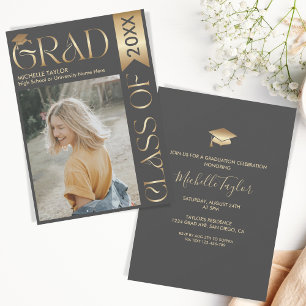 Elegant Modern Stylish Photo High School Graduate Invitation