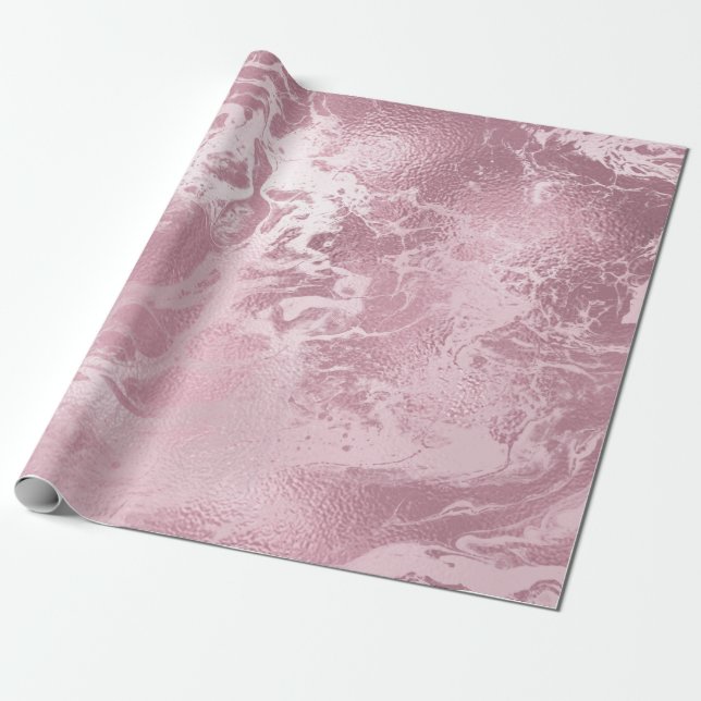 Elegant modern stylish pink rose gold marble wrapping paper (Unrolled)