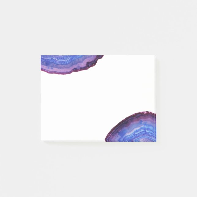 Elegant modern stylish purple agate geode stone post-it notes (Front)