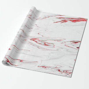 Elegant modern stylish red & white marble look wrapping paper