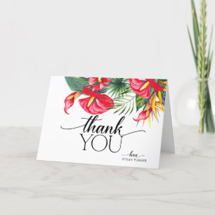 Elegant Modern Summer Tropical Floral Thank You Card