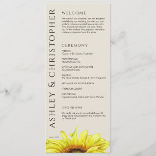 Elegant Modern Sunflower Wedding Program