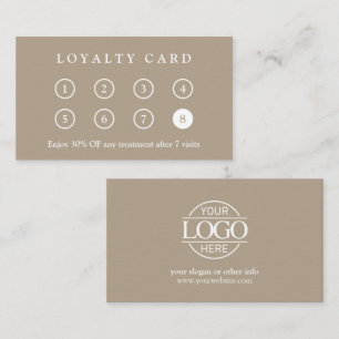 Elegant Modern Taupe Beige Company Business Logo Loyalty Card