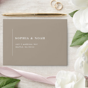 Elegant Modern Taupe Minimal Wedding Envelope