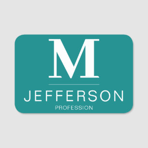 Elegant Modern Teal Green: Minimalist Professional Name Tag