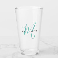 Elegant Modern Teal Script Monogram