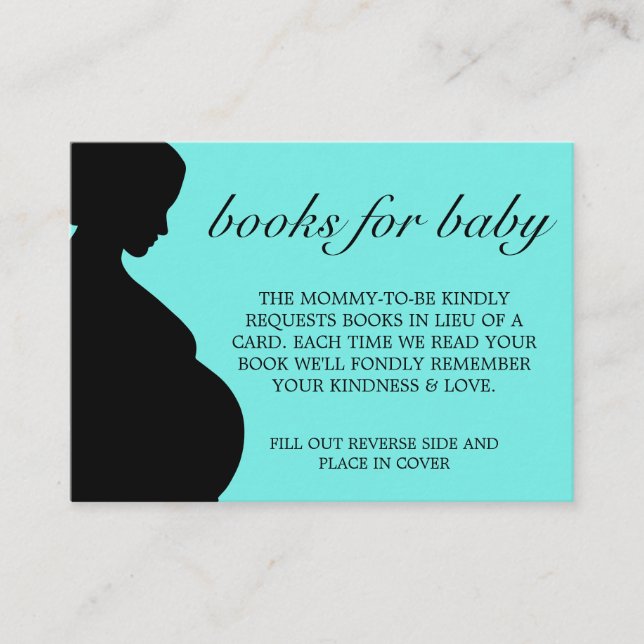 Elegant Modern Teal Tiffany Books for Baby Shower Enclosure Card (Front)