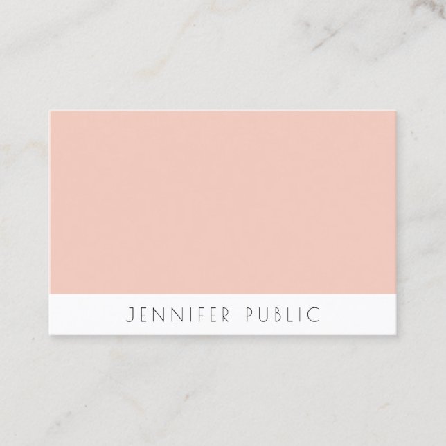 Elegant Modern Template Blush Pink White Simple Business Card (Front)